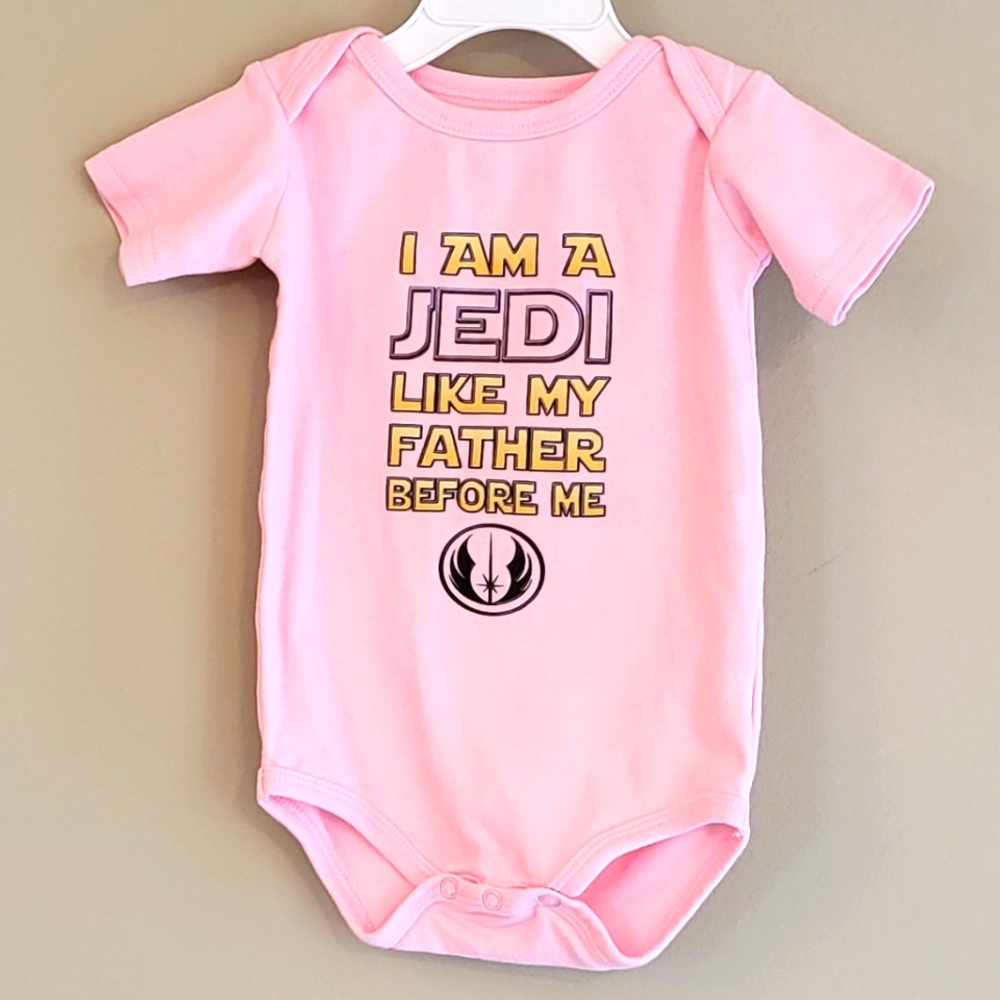 "I Am A Jedi Like My Father Before Me" pink onesie/bodysuit